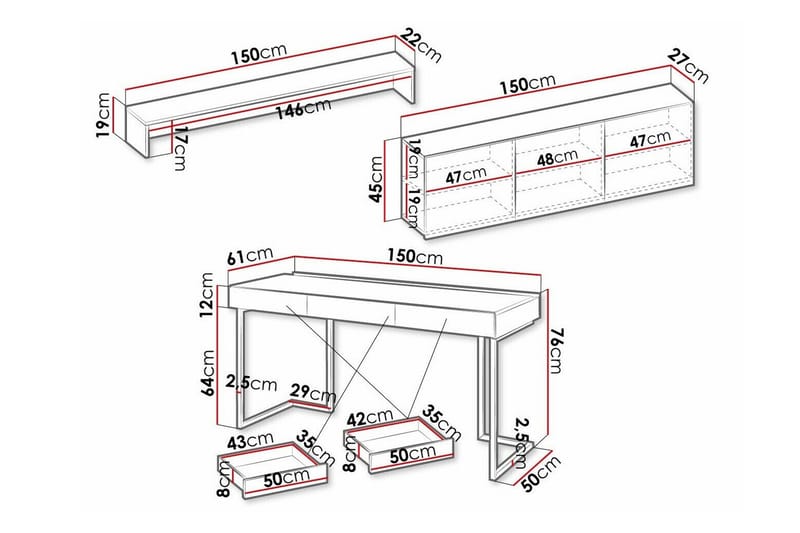 Rathmore Møbelsett For Stuen - Grå - Møbler - Møbelsett - Møbelsett til stue