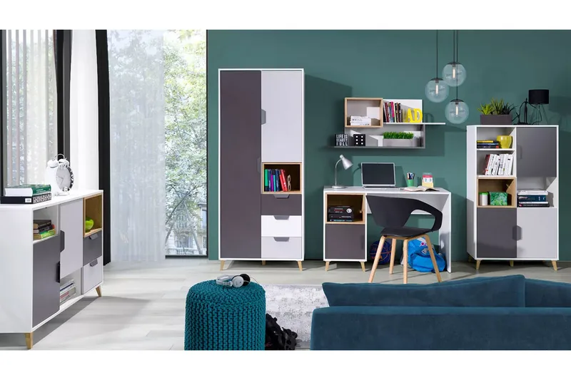 Sayuki Møbelsett Til Stue, Hvit/Grå