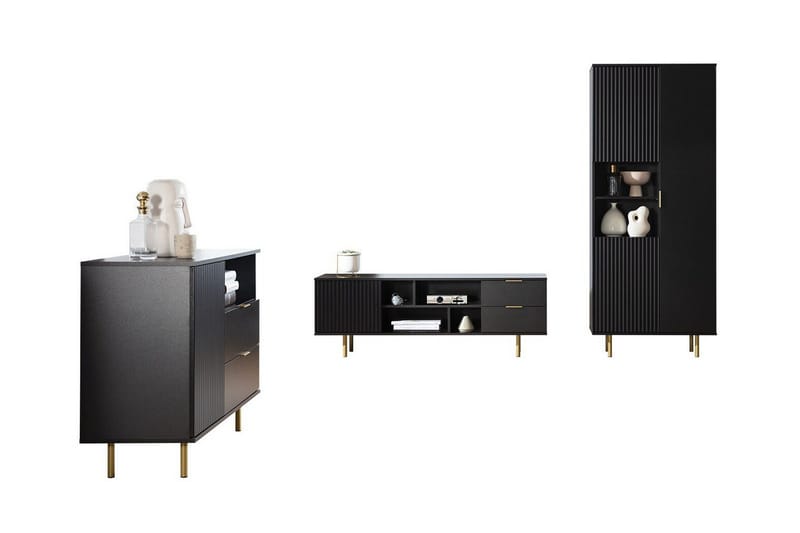 Staffin Møbelsett for Stue, Svart