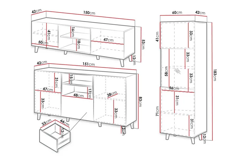 Strontian Möbelset För Vardagsrum Scandinavian Choice Black - Møbler - Møbelsett - Møbelsett til stue
