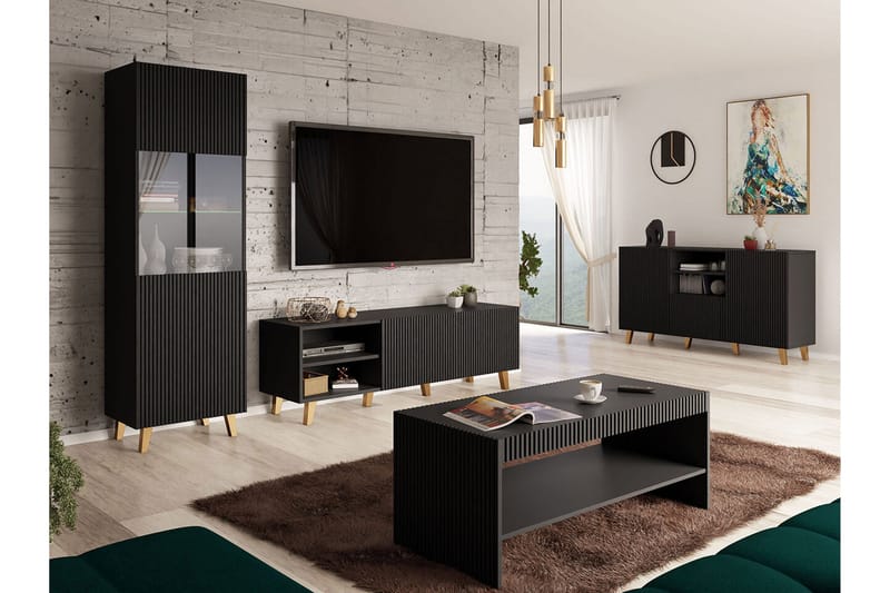 Strontian Möbelset För Vardagsrum Scandinavian Choice Black - Møbler - Møbelsett - Møbelsett til stue