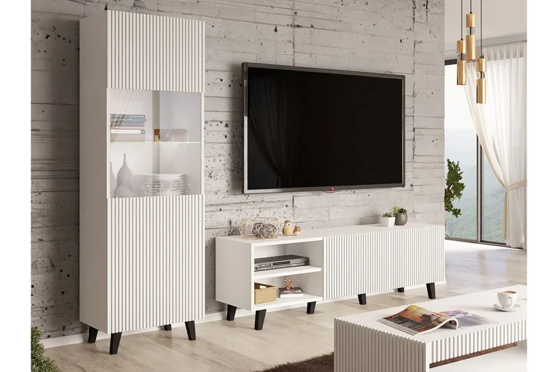 Strontian Möbelset För Vardagsrum Scandinavian Choice White - Møbler - Møbelsett - Møbelsett til stue