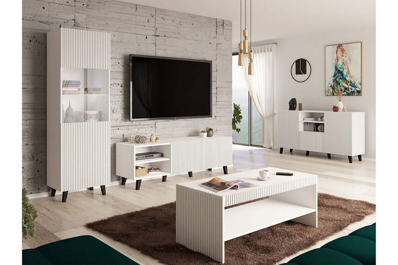 Strontian Möbelset För Vardagsrum Scandinavian Choice White - Møbler - Møbelsett - Møbelsett til stue