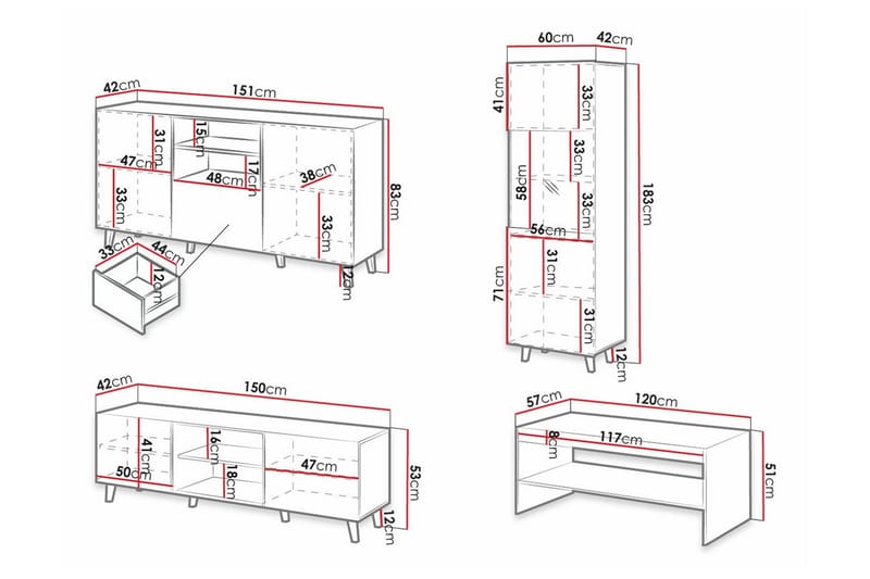 Strontian Möbelset För Vardagsrum Scandinavian Choice White - Møbler - Møbelsett - Møbelsett til stue