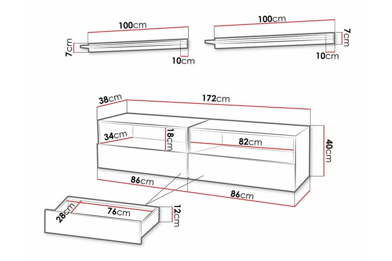 Summerville Möbelset För Vardagsrum White - Møbler - Møbelsett - Møbelsett til stue