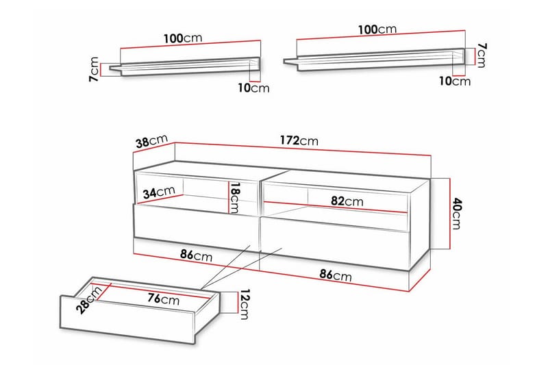 Summerville Möbelset För Vardagsrum White - Møbler - Møbelsett - Møbelsett til stue