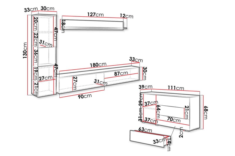 Valga Møbelsett Til Stuen Natur|Hvit - Natur/Hvit - Møbler - Møbelsett - Møbelsett til stue