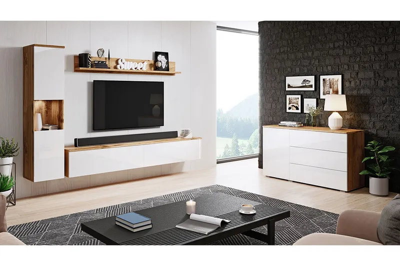 Valga Møbelsett Til Stuen Natur|Hvit, Natur/Hvit