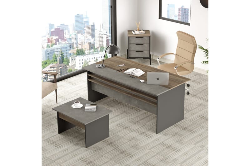 Desgrar Møbelsett Kontor - Brun/Betonggrå/Antrasitt - Møbler - Møbelsett - Møbelsett til kontor