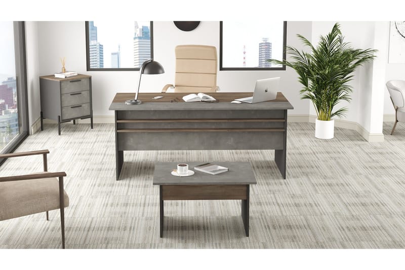 Desgrar Møbelsett Kontor - Brun/Betonggrå/Antrasitt - Møbler - Møbelsett - Møbelsett til kontor