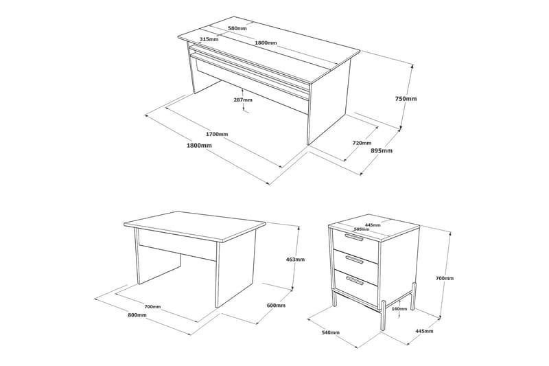 Desgrar Møbelsett Kontor - Brun/Betonggrå/Antrasitt - Møbler - Møbelsett - Møbelsett til kontor