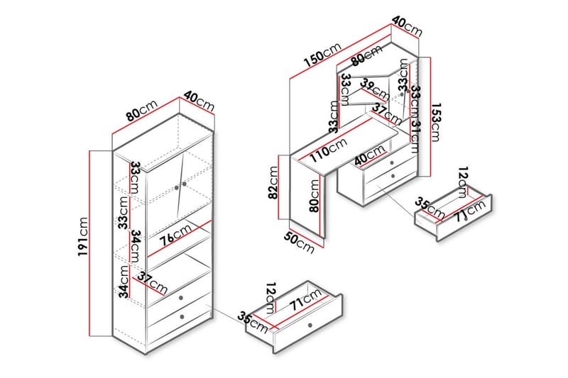 Møbelsett til Kontor NERO - Natur/Hvit - Møbler - Møbelsett - Møbelsett til kontor