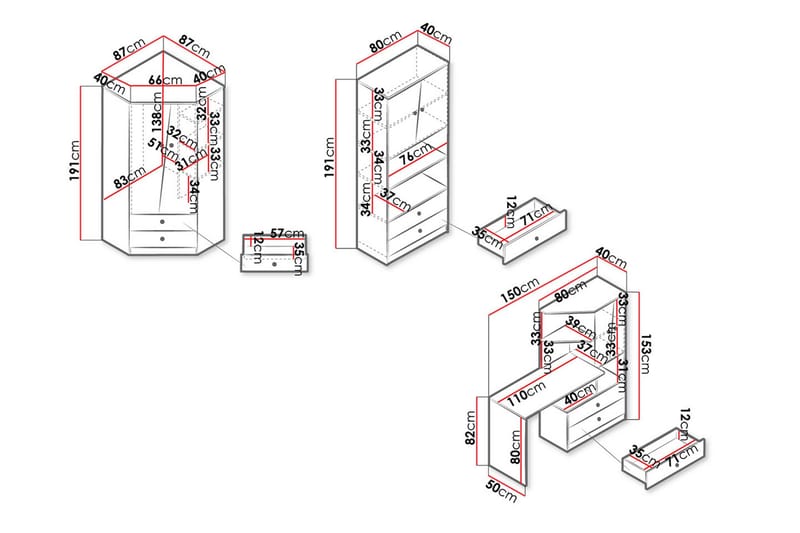 Møbelsett til Kontor NERO - Natur/Hvit - Møbler - Møbelsett - Møbelsett til kontor
