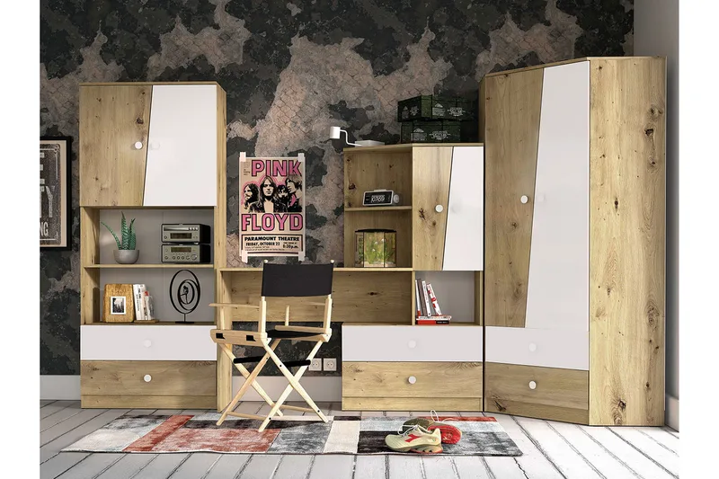 Møbelsett til Kontor NERO, Natur/Hvit