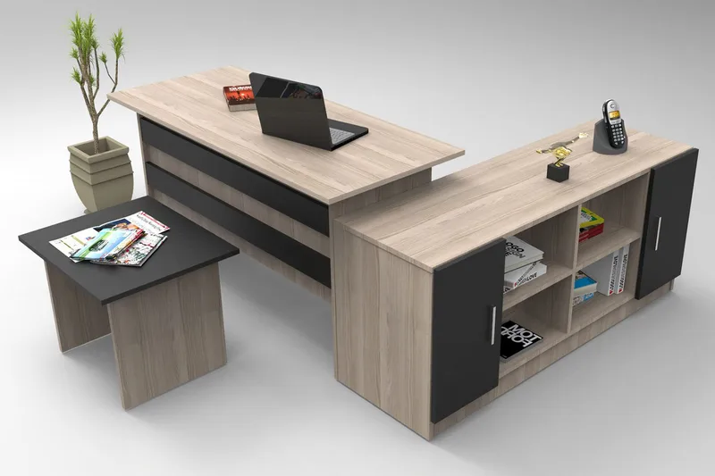 Mosgam Møbelsett Kontor - Lyse Natur/Svart - Møbler - Møbelsett - Møbelsett til kontor