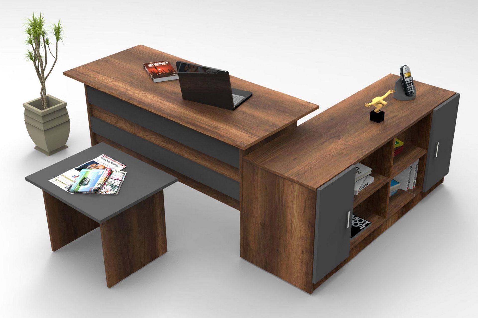 Mosgam Møbelsett Kontor - Teak/Antrasitt