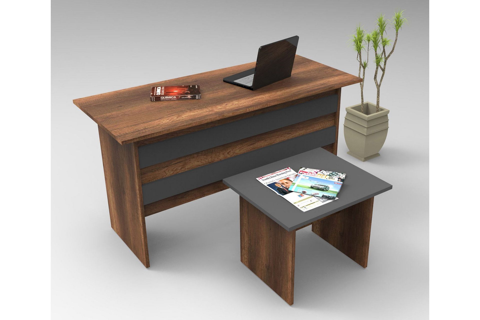 Nach Møbelsett Kontor - Teak/Antrasitt