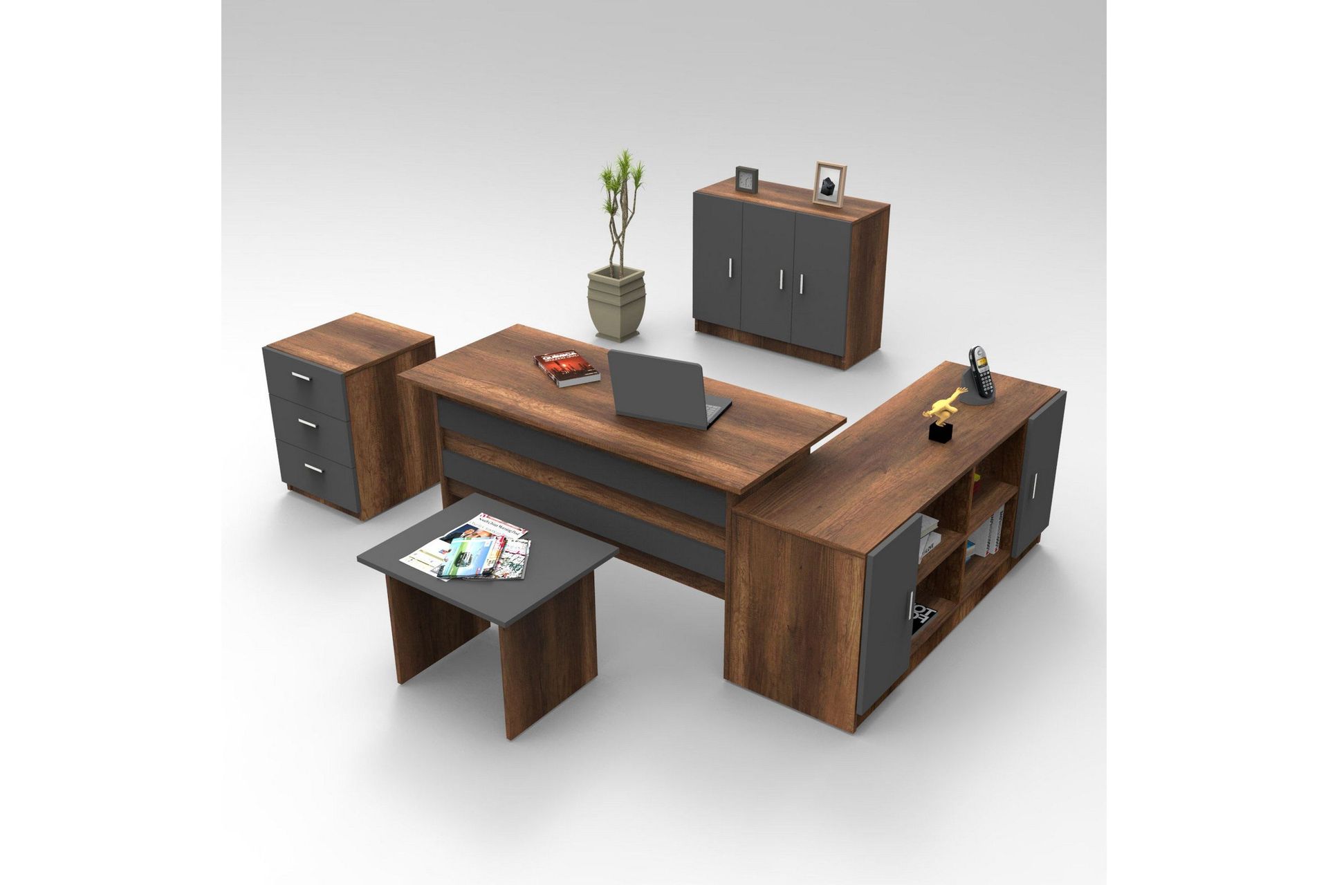 Saratella Møbelsett Kontor - Teak/Antrasitt