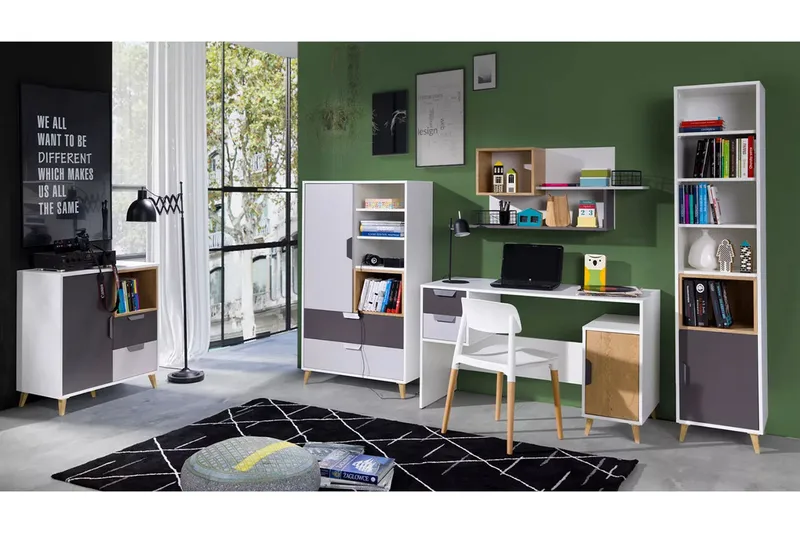 Sayuki Møbelsett Til Kontor, Hvit/Grå