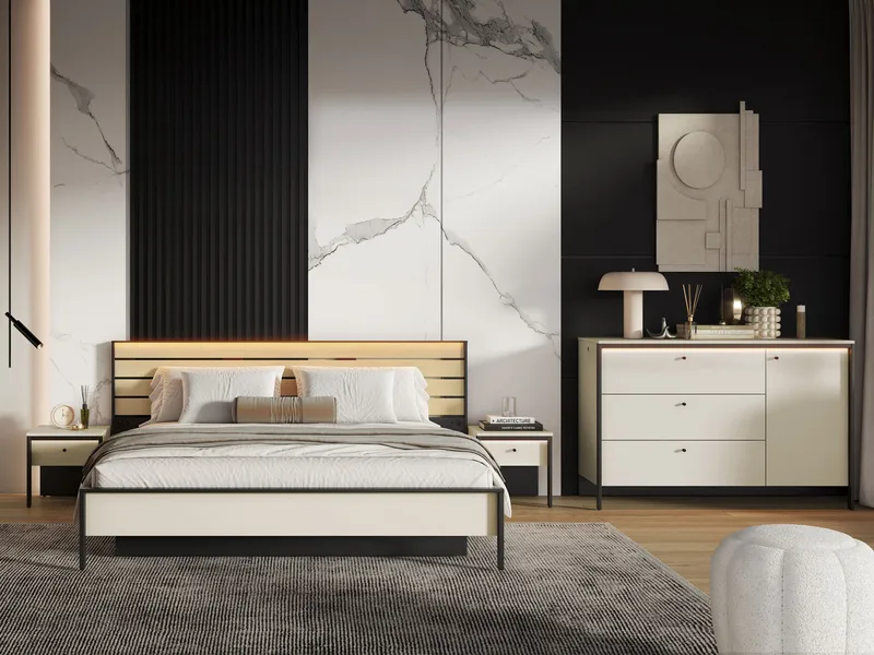 Navron Soveromsmøbelsett - Beige/Svart - Møbler - Møbelsett - Møbelsett til soverom