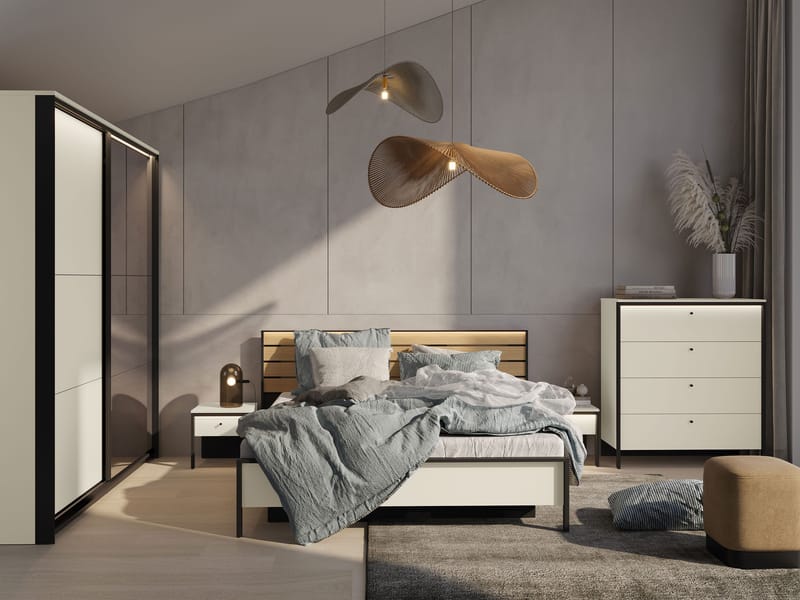 Navron Soveromsmøbelsett - Beige/Svart - Møbler - Møbelsett - Møbelsett til soverom