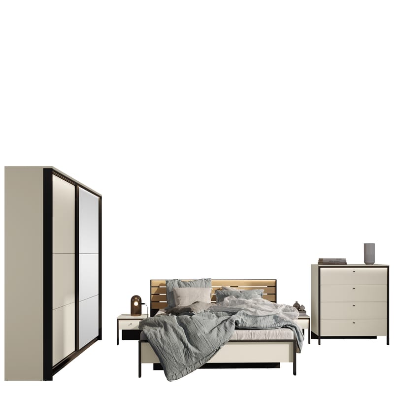 Navron Soveromsmøbelsett, Beige/Svart