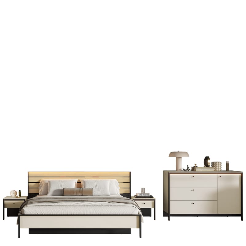 Navron Soveromsmøbelsett, Beige/Svart