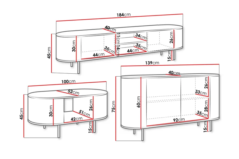 Pantego Møbelsett Til Stue - Brun - Møbler - Møbelsett - Møbelsett til stue