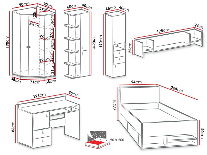 Planeta Møbelsett for Soverom - Møbler - Møbelsett - Møbelsett til soverom