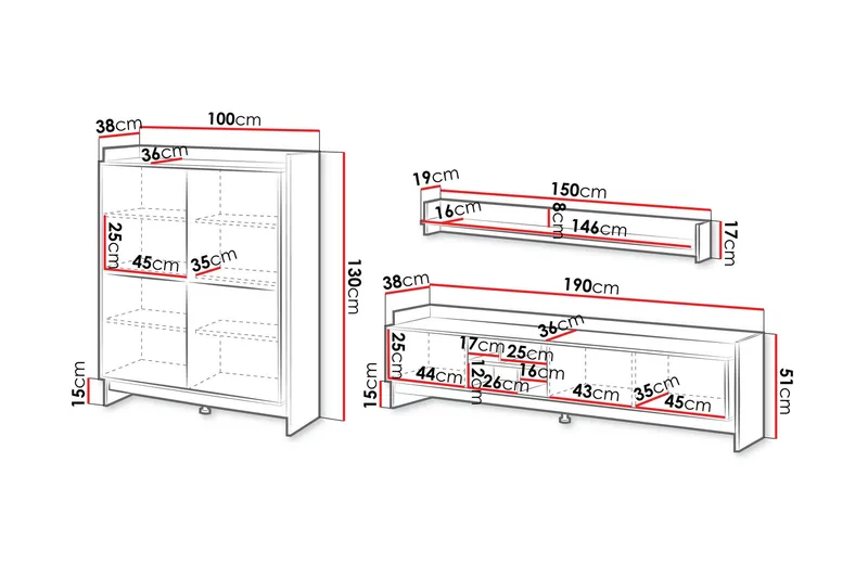 Polina Møbelsett til Stue - Brun / Svart - Møbler - Møbelsett - Møbelsett til stue