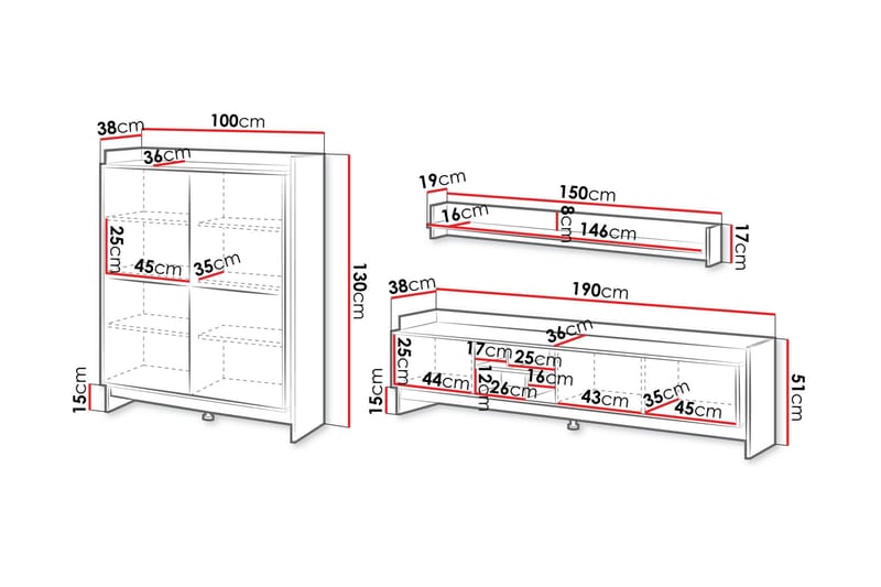 Polina Møbelsett til Stue - Brun / Svart - Møbler - Møbelsett - Møbelsett til stue