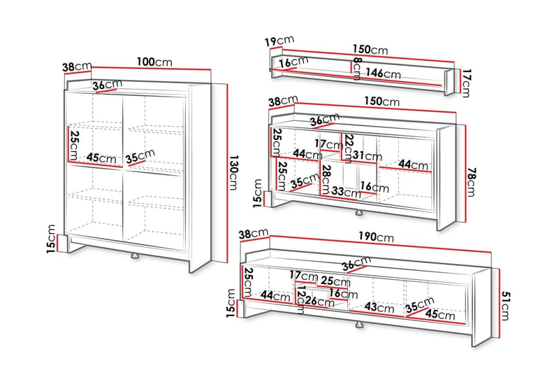 Polina Møbelsett til Stue - Brun / Svart - Møbler - Møbelsett - Møbelsett til stue