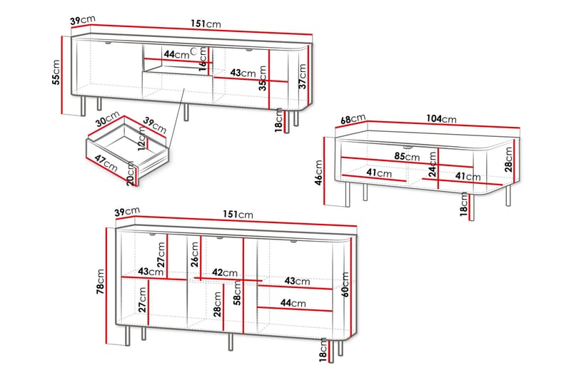 Pollena Møbelsett Til Stue - Brun - Møbler - Møbelsett - Møbelsett til stue