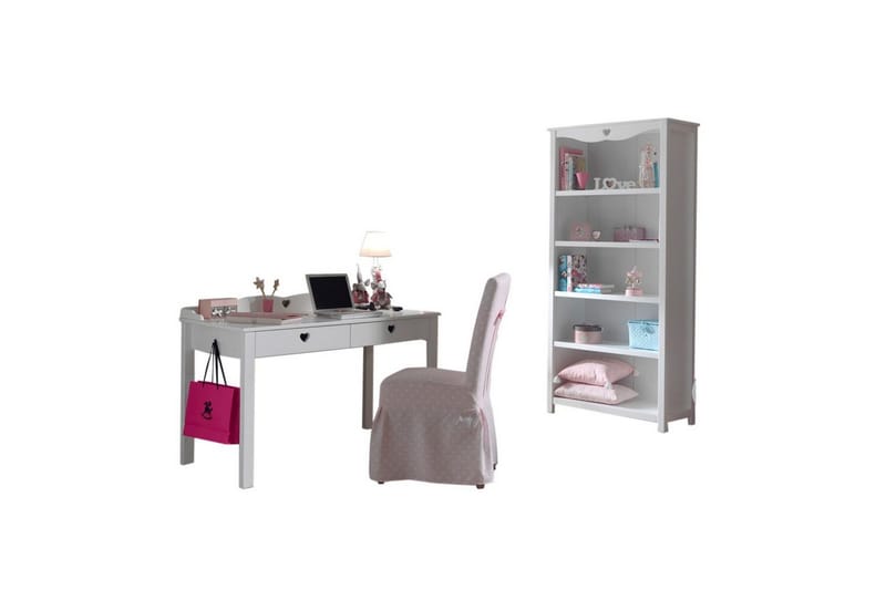 Pult med bokhylle Amori Hvit, undefined