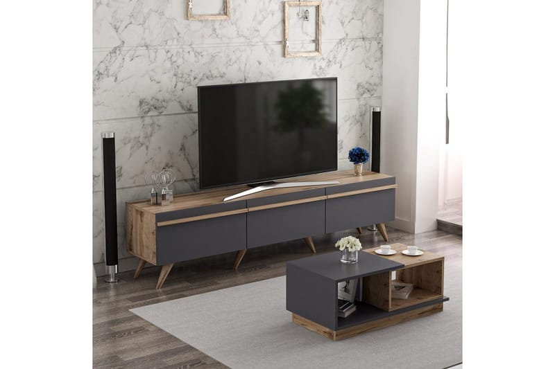 Ravinarville Møbelsett for Stue - Antrasitt/Valnøtt - Møbler - Møbelsett - Møbelsett til stue