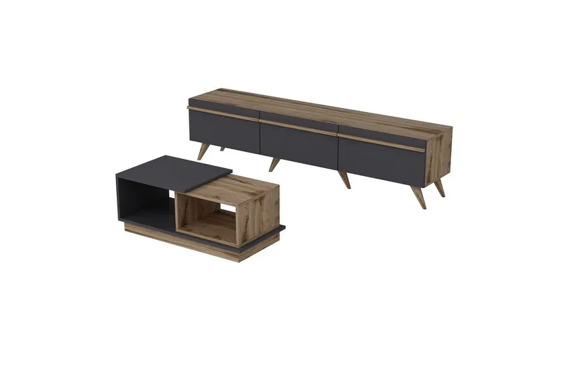 Ravinarville Møbelsett for Stue - Antrasitt/Valnøtt - Møbler - Møbelsett - Møbelsett til stue