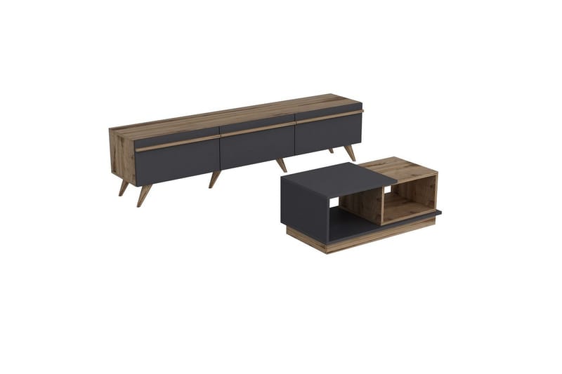 Ravinarville Møbelsett for Stue, Antrasitt/Valnøtt