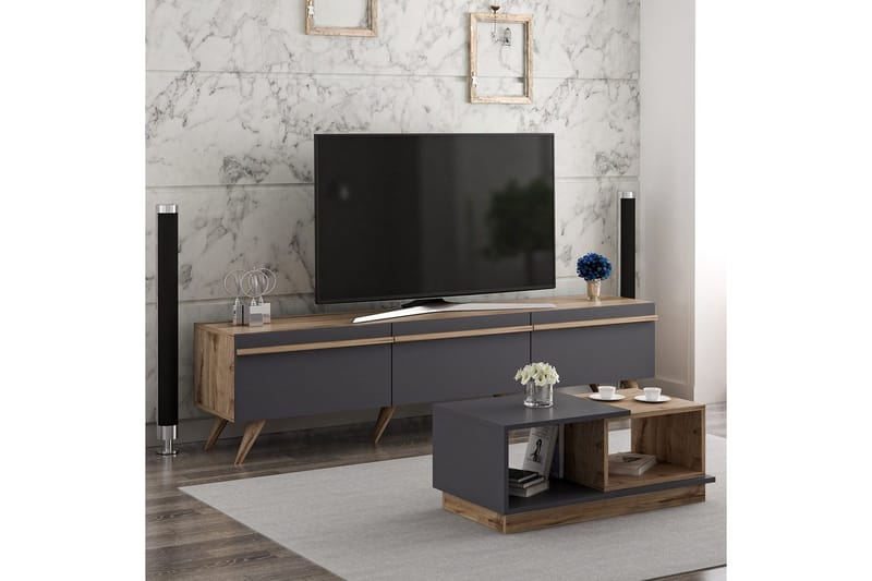 Ravinarville Møbelsett for Stue - Antrasitt/Valnøtt - Møbler - Møbelsett - Møbelsett til stue