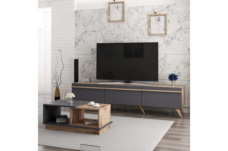 Ravinarville Møbelsett for Stue - Antrasitt/Valnøtt - Møbler - Møbelsett - Møbelsett til stue