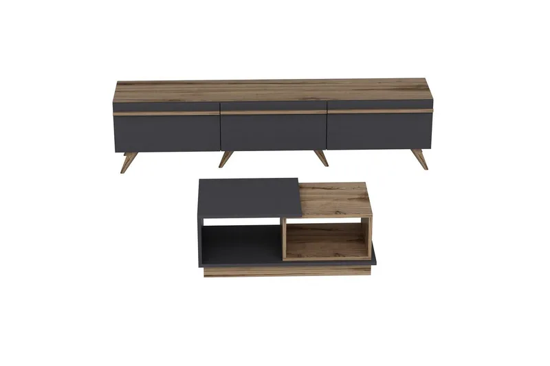 Ravinarville Møbelsett for Stue - Antrasitt/Valnøtt - Møbler - Møbelsett - Møbelsett til stue