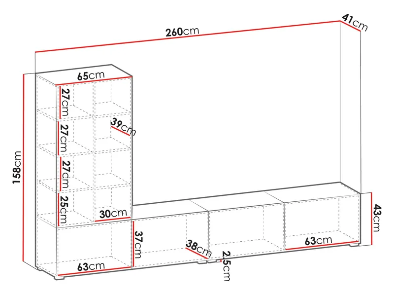 Rylar TV-enhet 260 cm - Møbler - Møbelsett - Møbelsett til stue