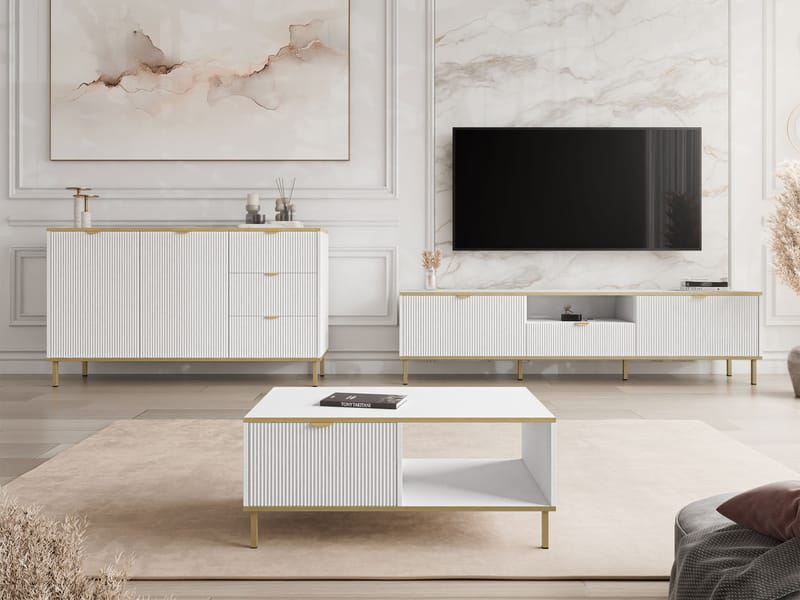 Salmor Møbelsett for stue - Hvit - Møbler - Møbelsett - Møbelsett til stue