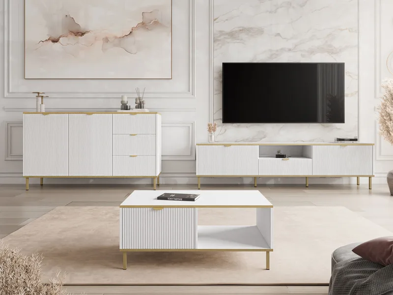 Salmor Møbelsett for stue - Hvit - Møbler - Møbelsett - Møbelsett til stue