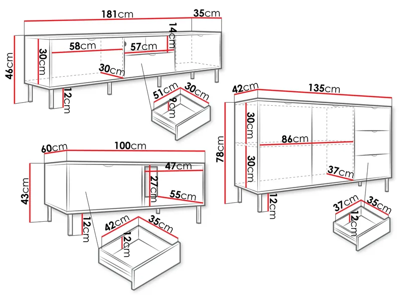 Salmor Møbelsett for stue - Hvit - Møbler - Møbelsett - Møbelsett til stue
