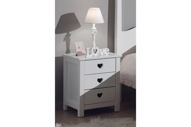 Seng med lamellbunn nattbord garderobe skrivebord Amori Hvit 2-dørs - 2-dørs - Møbler - Møbelsett - Møbelsett til soverom