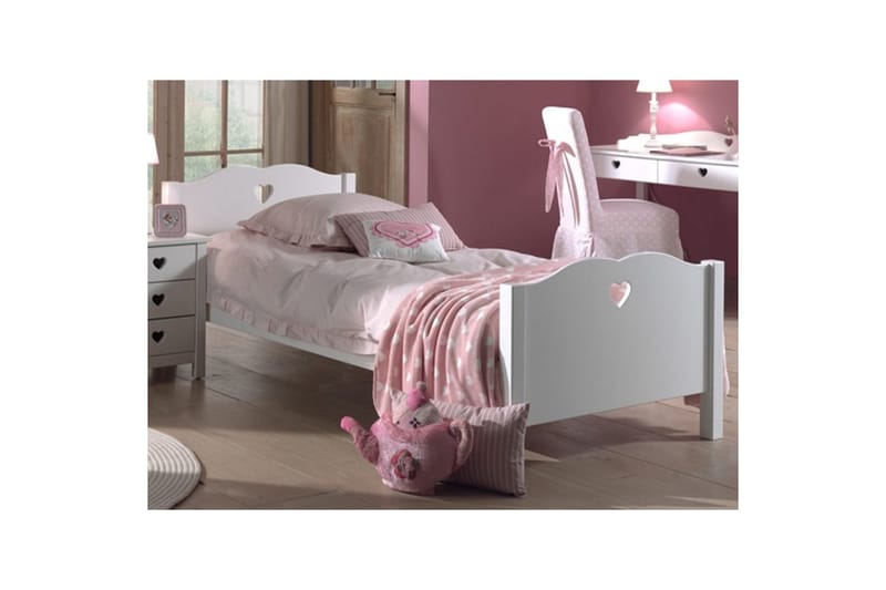 Seng med lamellbunn nattbord garderobe skrivebord bokhylle Amori Hvit 2-dørs - 2-dørs - Møbler - Møbelsett - Møbelsett til soverom