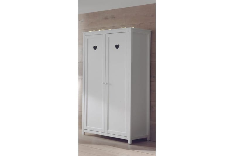 Seng med lamellbunn nattbord garderobe skrivebord bokhylle Amori Hvit 2-dørs - 2-dørs - Møbler - Møbelsett - Møbelsett til soverom
