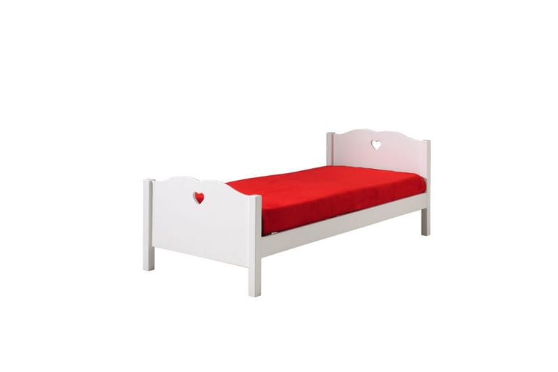 Seng med lamellbunn nattbord garderobe skrivebord bokhylle Amori Hvit 3-dører - 3-dører - Møbler - Møbelsett - Møbelsett til soverom