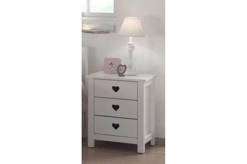 Seng med lamellbunn nattbord garderobe skuff Amori Hvit 2-dørs - 2-dørs - Møbler - Møbelsett - Møbelsett til soverom