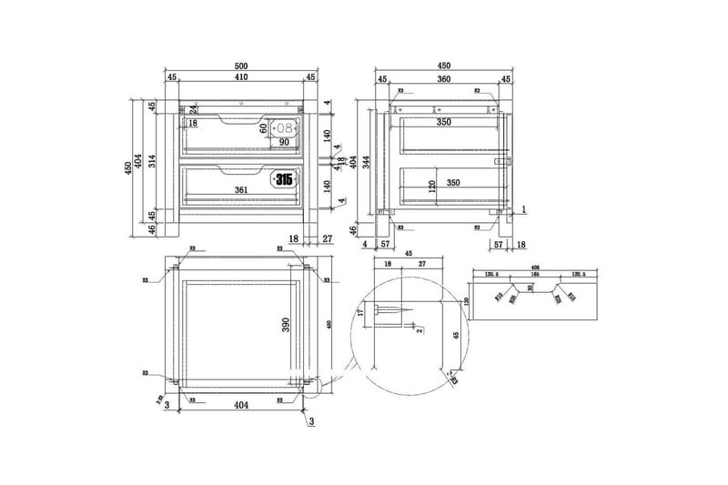 Seng med lamellbunn skuff nattbord 2-dørs garderobe Alex - Møbler - Møbelsett - Møbelsett til soverom